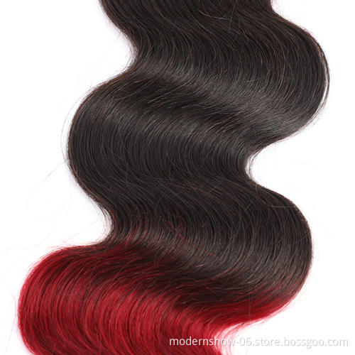 Wholesale Ombre Virgin Hair Bundle body wave two color Hair Extension 1B/BUG Color